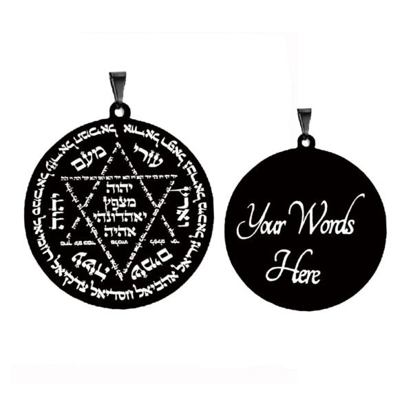 Protect God Pendant Kabbalah Amulet Names of 12 angels & Star of David Laser Cut Talisman Stainless Steel Pendant Necklace