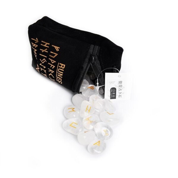 25PCS Divination Crystal Runas Symbols Reiki Healing Engraved Rune Stones ancient icelandic vikings with scandinavian runes kit