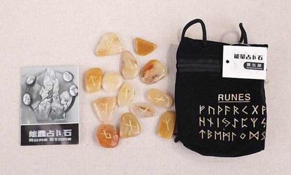 25PCS Rune Stones Divination Crystal Runas Symbols Reiki Healing Engraved ancient icelandic vikings with scandinavian runes kit Tarot &Divination
