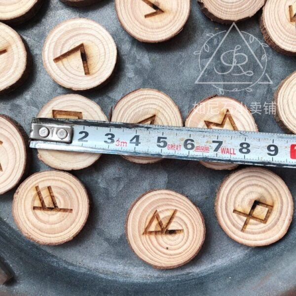 25Pcs Natural Wood Runes Stones Wood Chakras Mysticism supplies for Divination Rune Kit  Round Altar Occultism Props Pendant Tarot &Divination