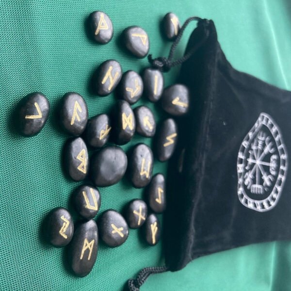 25pcs/set Engraved Riverstones Viking Rune Stones Set Carved Black Lettering runes Game Divination Astrology Altar Amulet Sign Tarot &Divination