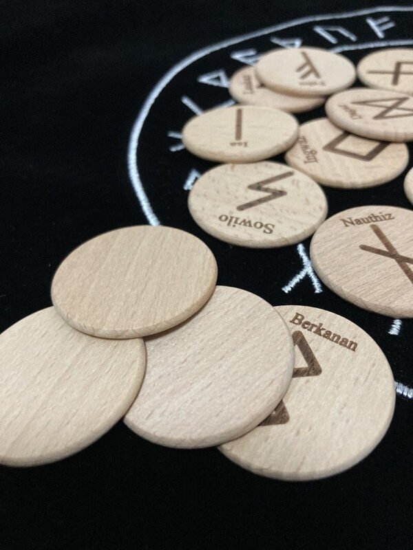 25pcs/set handmade wood Viking runes symbols beads Gypsy rune Divination sign wizard ritual Props with cloth bag Tarot &Divination