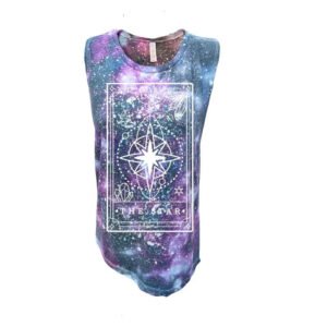 The Star Tarot Card Tie-Dye Ladies Muscle Tank Infused with Clear Quartz