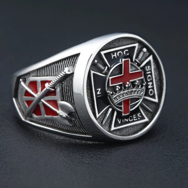 Ancient Knights Templar Crusades Cross Medieval Armor Masonic Sterling Silver Ring