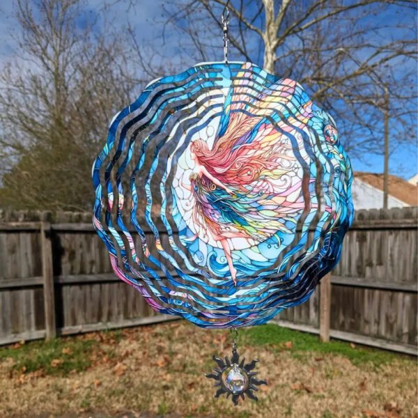 "Outdoor Garden Sun Wind Spinner with Crystal Stabilizer - Elegant Hanging Ornament Decoration"