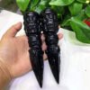 Natural Crystal Pendant Obsidian Carved Instrument Vajra Magic Pestle Necklace Men Women Lucky Amulet Free Beads Chain 1pcs