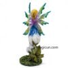 Fairy Collection~Colorful Blue Fairy Sitting On Flower Figurine Statue 10.5"H Resin New!