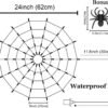 Halloween Decorations Orange Lights Spider Web 24In 60LED Spider Web Lights with Spider, 2 Modes Light up Cobweb Halloween Decorations for Indoor Ourdoor Garden Yard Home Patio