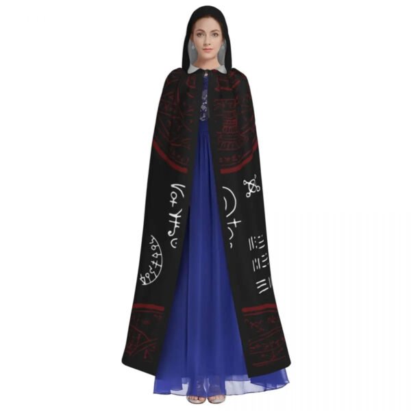 Long Cape Cloak Pentagram And Mystic Symbols Hooded Cloak Coat Autumn Hoodies