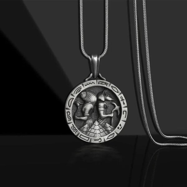 Vintage Death God Anubis Pure Tin Necklace Hip Hop Men's Egyptian Anka Cross Horus Eye Pendant Amulet Party Jewelry Gift