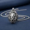 Vintage Metal Tin Lion Head Pendant Necklaces Men's Hip Hop Punk Animal Tiger Bear Wolf High End Couple Sweater Chain Jewelry