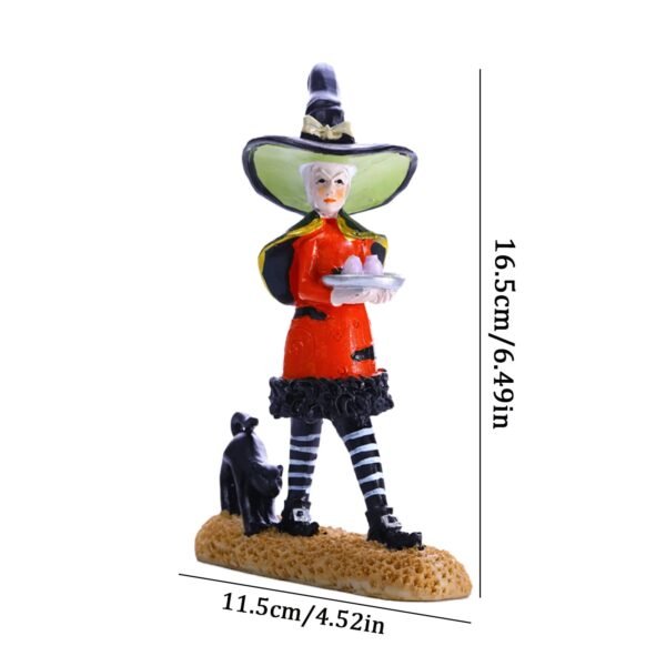 Halloween Witch Statue Hand Painted Figurine Mini Toy Crafts Creative Desktop Ornament for Home Living Room Bedroom Decoration