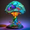 Retro Stained Glass Plant Series Table Lamps Colorful Bedroom Bedside Flower Mushroom Creative Table Night Lamp Atmosphere Light