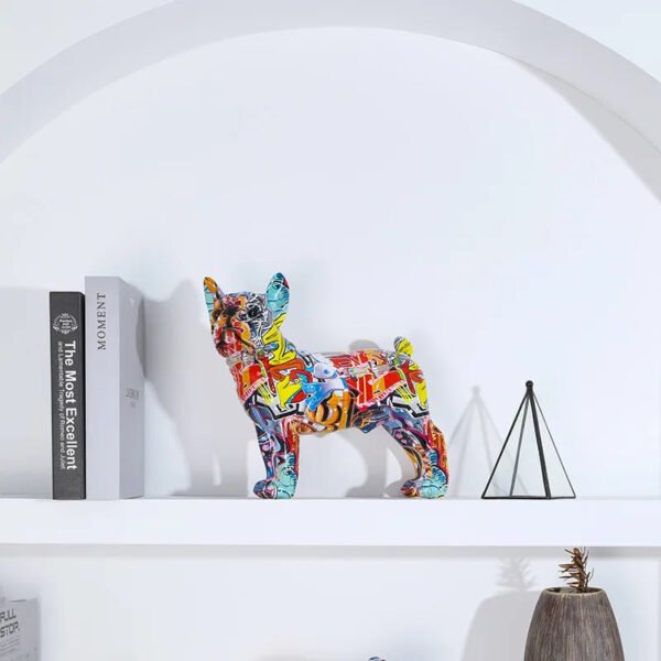 Nordic Painting Graffiti Bulldog Statue, Printed Resin Dog Handicraft Home Decoration Wine Cabinet Office Decoration Sculpture