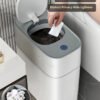 Joybos Smart Sensor Trash Can Intelligent Induction Bathroom Home Electronic Trash Can Automatic Bagging Induction Trash Can 14L
