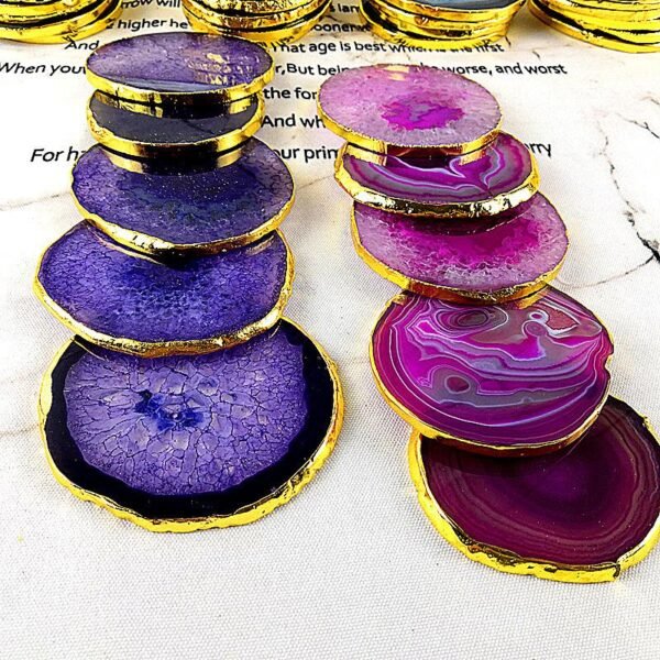 Magicun Crystal~2pcs per lot Agate slice European coasters jade stone agate slice Natural agate slices coaster