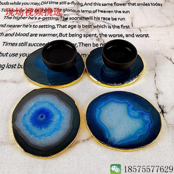Magicun Crystal~2pcs per lot Agate slice European coasters jade stone agate slice Natural agate slices coaster