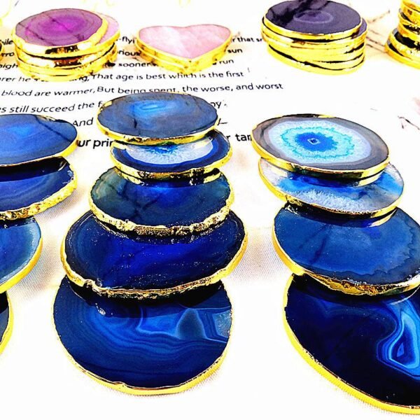 Magicun Crystal~2pcs per lot Agate slice European coasters jade stone agate slice Natural agate slices coaster