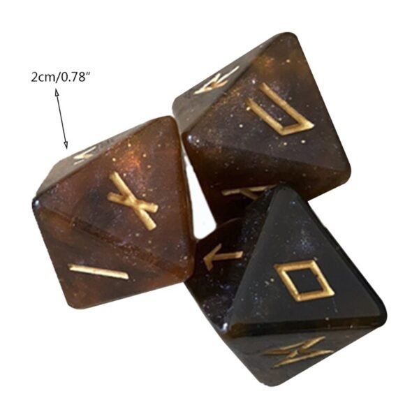 3 Pcs 8-Sided Rune Dice Resin Assorted Polyhedral Dices Set Divination