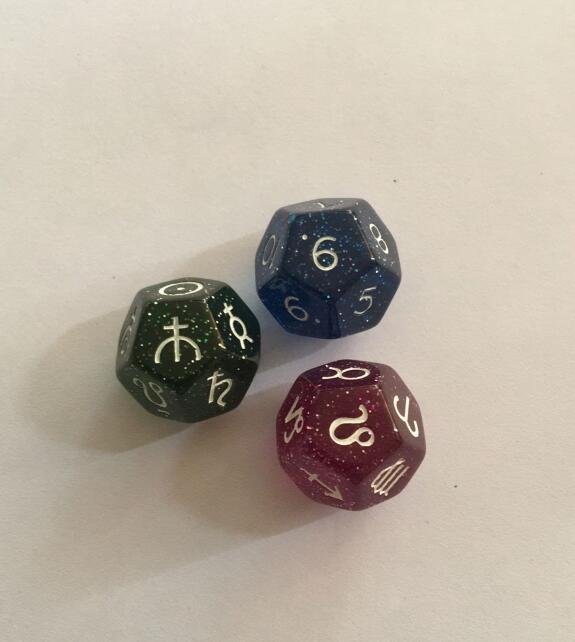 3 pcs 12 sides D12 Polyhedral Dice Astrological Creative tarot Dices Set Board game Divination Dice for EZ Constellation Games