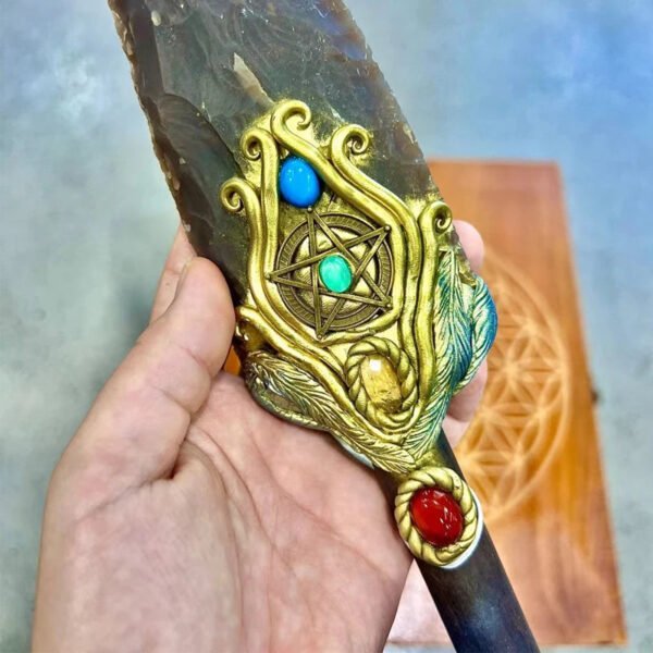 Large Indian Aagate Spearhead Magical Crystal Dagger Witchy Gifts Gorgeous Protection