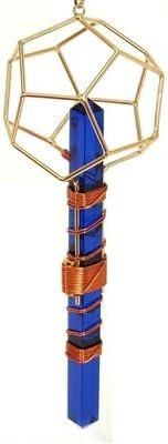 Crystal Wand Healing Tool - Christ Principle Vajra Etheric Weaver Pendant with Magnets & Copper Wire - 8" - Dodecahedron