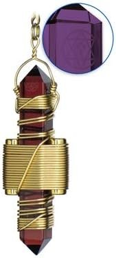 Quartz Crystal Pendulum Healing Tool- 2.5" Buddha Maitreya the Christ Etheric Weaver® in Gold Filled Wire