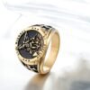 Magic Ring~316L  Cross Saint Michael Protect Stainless Steel Cool Golden&Silver Round Ring Newest HF423