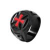 Magic Ring~316L  Men's Rings Black color Stainless Steel Red Armor Shield Knight Templar Crusader Cross Ring Punk Jewelry HF474