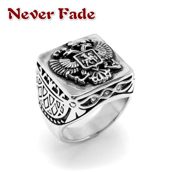 Magic Ring~316L  Men's Signet Ring Russian Empire Double Eagle Rings For Male Punk Gold Color Arms Of The Russian Big Ring