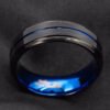 Magic Ring~316L  Men's fashion 8MM Black Brushed Ladder Edge Tungsten Ring Blue Groove Men Wedding Ring Gifts For Men
