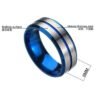 Magic Ring~316L  Men's fashion 8MM Black Brushed Ladder Edge Tungsten Ring Blue Groove Men Wedding Ring Gifts For Men