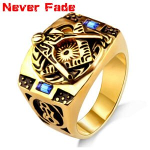 Magic Ring~316L  Stainless Steel Rings For Men Free Mason Freemasonry Retro Punk Gold Color Titanium Male Ring Masonic Jewelry