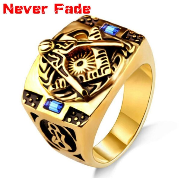 Magic Ring~316L  Stainless Steel Rings For Men Free Mason Freemasonry Retro Punk Gold Color Titanium Male Ring Masonic Jewelry