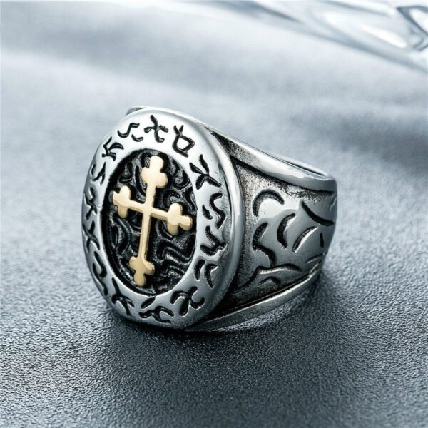 Magic Ring~316L Stainless Steel Men's Rings Hot Cool Fashion Cross Ring For Men Black Titanium Vintage Male Rings anel masculino HF439