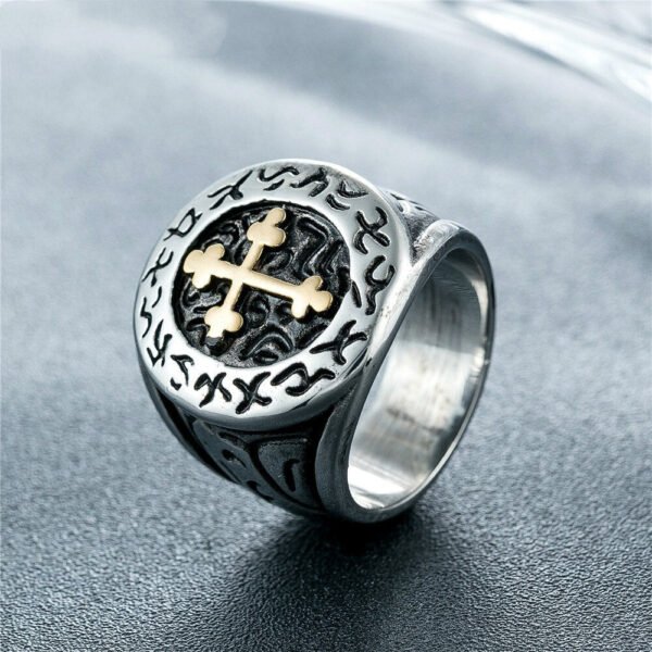 Magic Ring~316L Stainless Steel Men's Rings Hot Cool Fashion Cross Ring For Men Black Titanium Vintage Male Rings anel masculino HF439