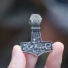 Stainless Steel Viking Mjolnir Jormungand Men`s Fashion Norse Fine Polished Charm Biker Pendant Necklace Boyfriend Gift