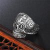 Magic Ring~316L Stainless steel Gothic gold Carving kapala Skull Ring Biker Hiphop rock Jewelry For man HF182