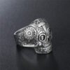 Magic Ring~316L Stainless steel Gothic gold Carving kapala Skull Ring Biker Hiphop rock Jewelry For man HF182