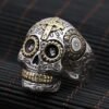 Magic Ring~316L Stainless steel Gothic gold Carving kapala Skull Ring Biker Hiphop rock Jewelry For man HF182