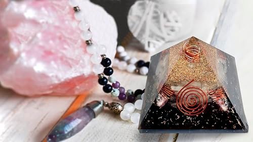 Crystal Orgone Pyramid – Orgonite Energy Generator with Copper-Wrapped Quartz and Shungite Crystals for Positive Energy