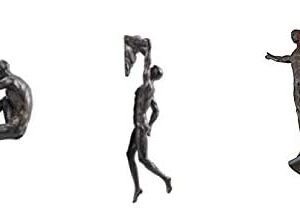 Magicun  Collection~Haute Collage Bronze Rock Climbers Set of 3 Figurines Wall Climbing Trio Men x3 Sculptures Poly Resin Statue Large Ornaments Wall-art