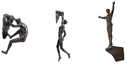 Magicun  Collection~Haute Collage Bronze Rock Climbers Set of 3 Figurines Wall Climbing Trio Men x3 Sculptures Poly Resin Statue Large Ornaments Wall-art