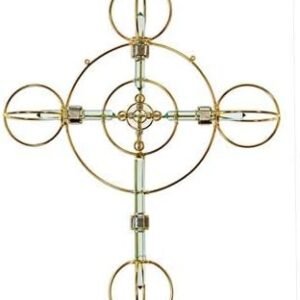 Crystal Healing Tool - Christ Cross Solar Form in 24K Gold Plate with Magnets & Gold-Fill Copper Wire - 15"