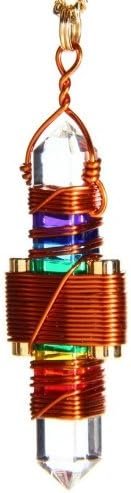 Crystal Pendant Necklace Healing Tool Etheric Weaver® Pyramid Cut Quartz Crystal Pendant Pendulum Worn at The Heart Center