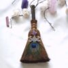 31cm*20cm Wicca decor altar decoration Witch accessories Amethyst broom Pendant quartz feather tree Home Protection Banish Evil