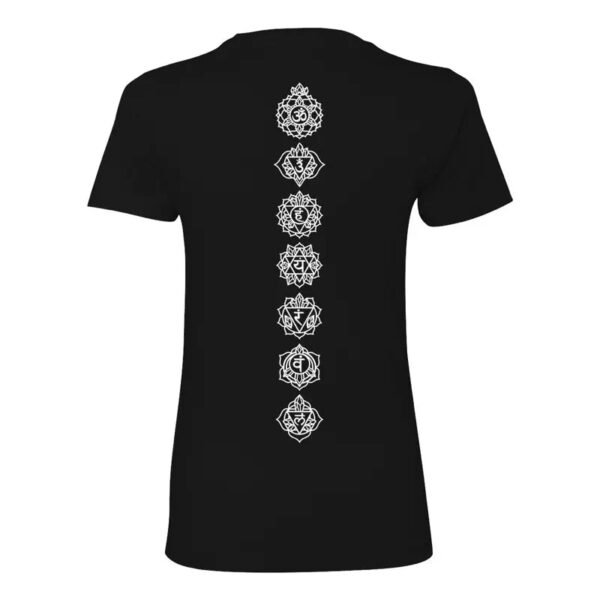 "Women's Relaxed Fit T-Shirt Infused with Crystal Chakras: Clear Quartz, Amethyst, Sodalite, Rose Quartz, Citrine, Carnelian, and Obsidian"