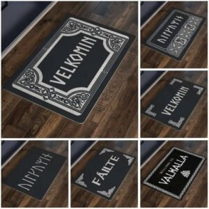 Welcome to Valhalla" Old Norse Doormat: Embrace Viking Heritage with Rustic Norse Pagan Home Decor