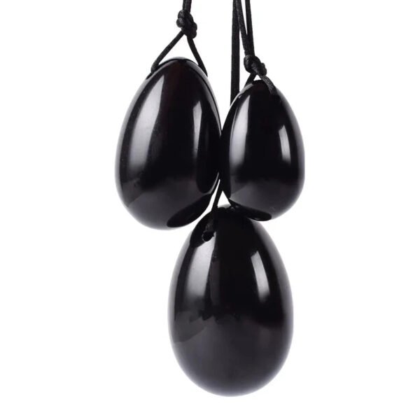 Obsidian Yoni Egg Set – Black Obsidian Crystal Yoni Eggs for Vaginal Muscle Tightening and Postpartum Recovery