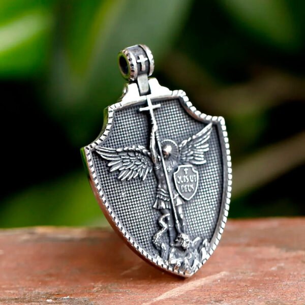 2024 NEW 316L stainless steel religious archangel michael slaying dragons Pendant Talisman Necklace
